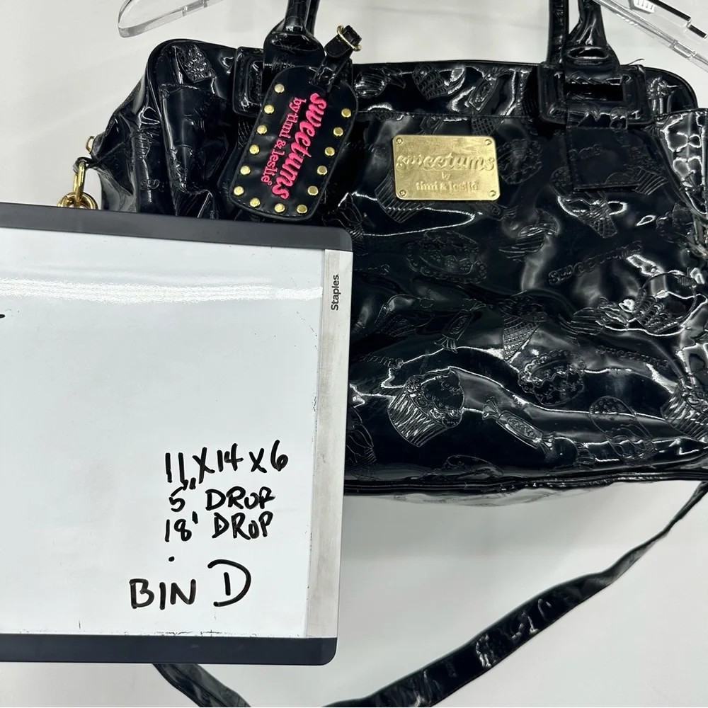 *Sweetums By Timi & Leslie Black Patent Leather Baby Diaper Bag | Bin D